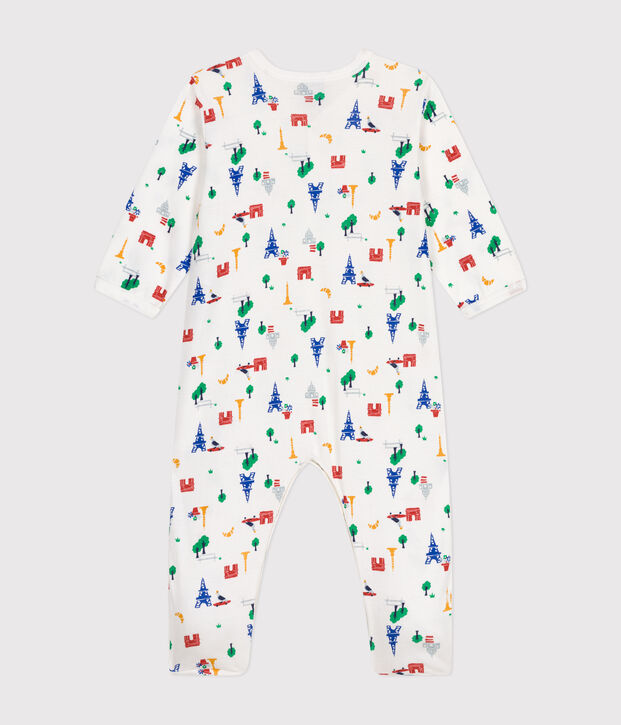 Pijama de algod&oacute;n con estampado de Par&iacute;s para beb&eacute; blanco/multicolor
