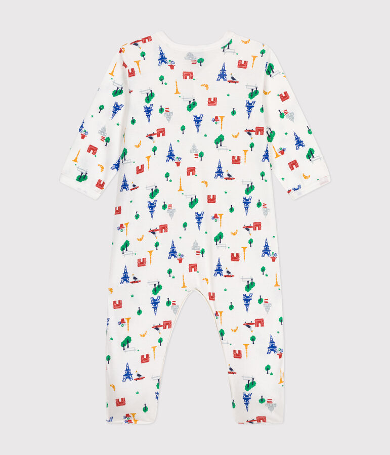 Pijama de algod&oacute;n con estampado de Par&iacute;s para beb&eacute; blanco/multicolor