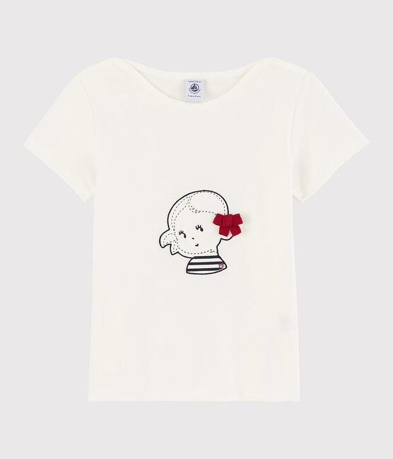 Camiseta de manga corta de algodón de niña blanco MARSHMALLOW