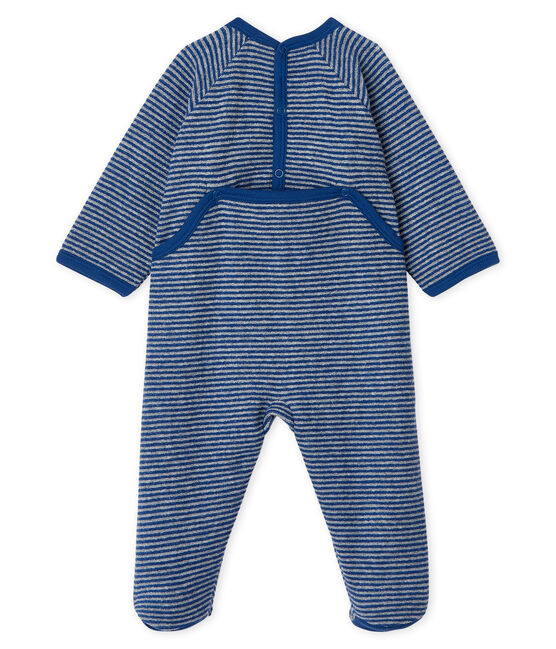 Pijama extra cálido de toalla de rizo afelpado para bebé niña azul MAJOR/gris SUBWAY