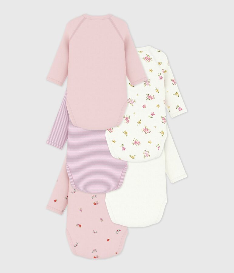 Juego de bodies cruzados y estampados de manga larga de algod&oacute;n para beb&eacute; multicolor