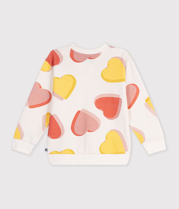 Sudadera infantil de algod&oacute;n con estampado de corazones blanco/multicolor