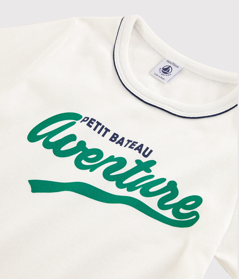 Pijama corto verde con estrellas de algod&oacute;n de ni&ntilde;o blanco MARSHMALLOW/verde GAZON