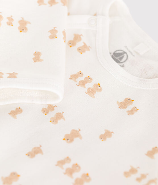 Pijama de felpa para bebé blanco MARSHMALLOW/blanco MULTICO