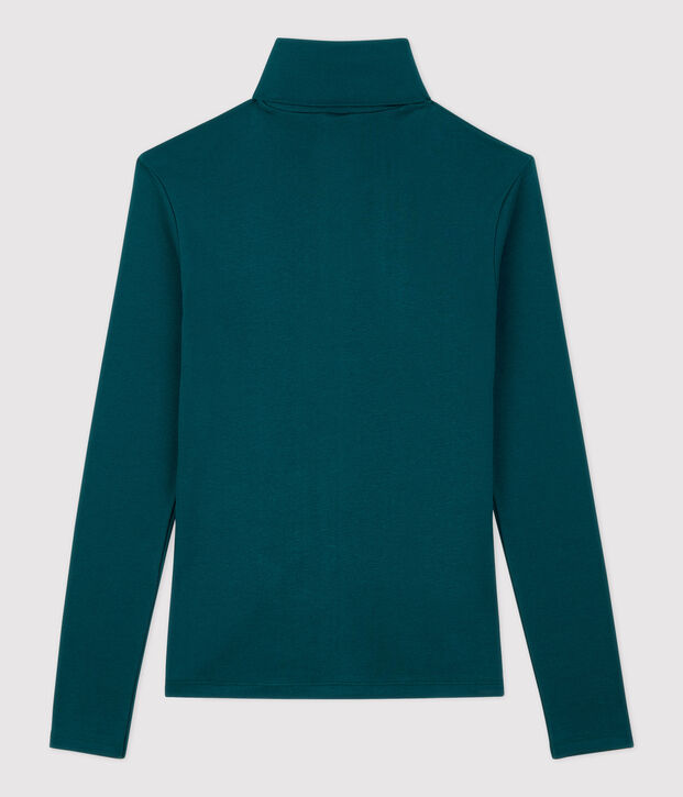 Camiseta de cuello alto emblem&aacute;tica de algod&oacute;n de mujer verde
