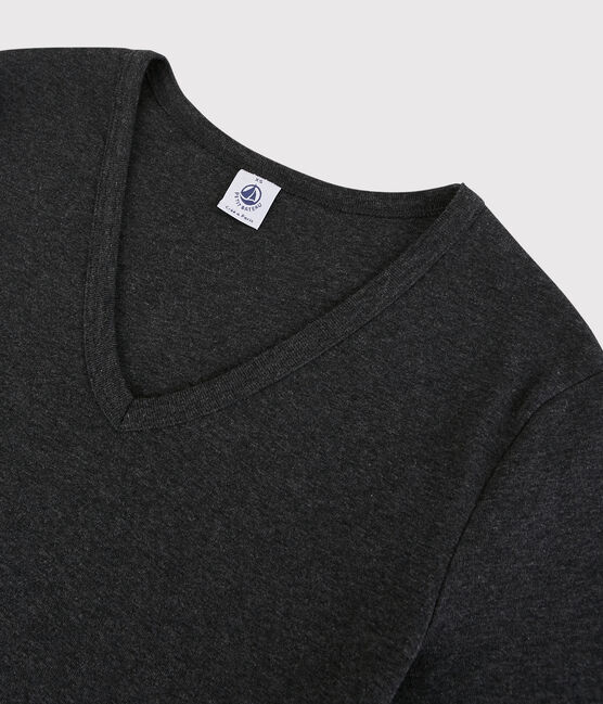 Camiseta de cuello de pico emblemática de algodón de mujer gris CITY CHINE