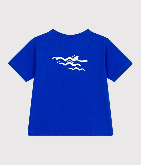 Camiseta infantil de manga corta de algodón con estampado azul PERSE