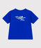 Camiseta infantil de manga corta de algodón con estampado azul PERSE