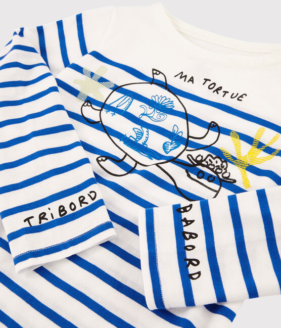 Camiseta marinera Serge Bloch para niño blanco MARSHMALLOW/azul PERSE