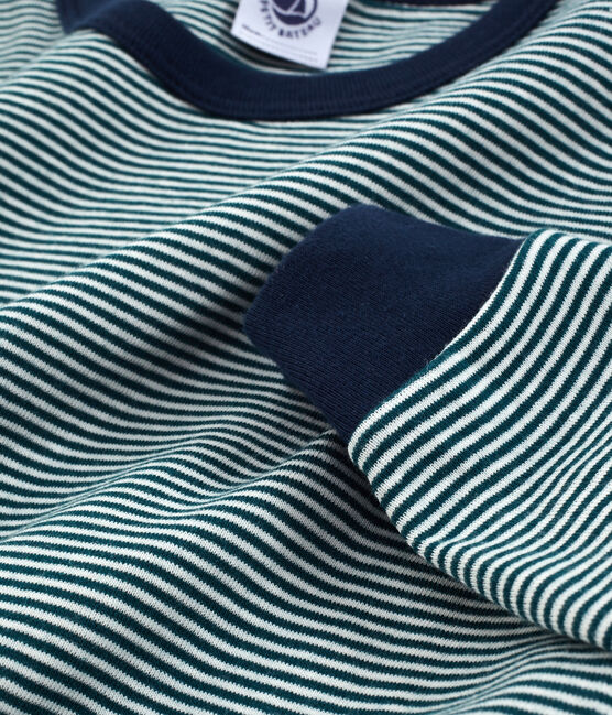Pijama de punto para niño verde PINEDE/blanco MARSHMALLOW