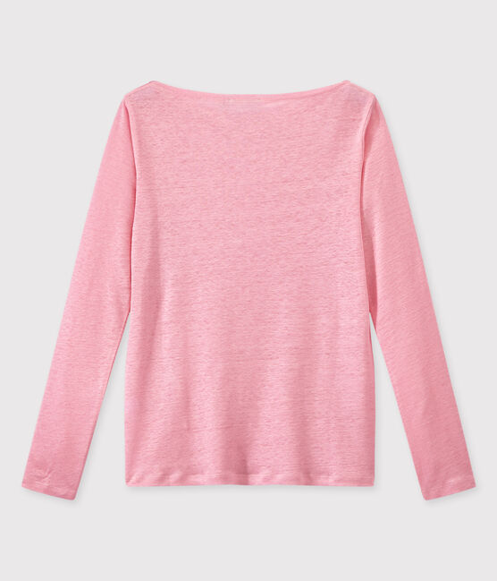 Camiseta de manga larga de lino para mujer rosa BABYLONE/gris ARGENT