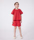 Blusa infantil de manga corta de algodón con motivo de flores
