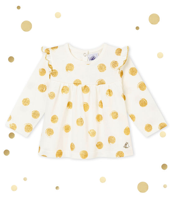 Blusa para bebé niña estampada blanco MARSHMALLOW/amarillo DORE