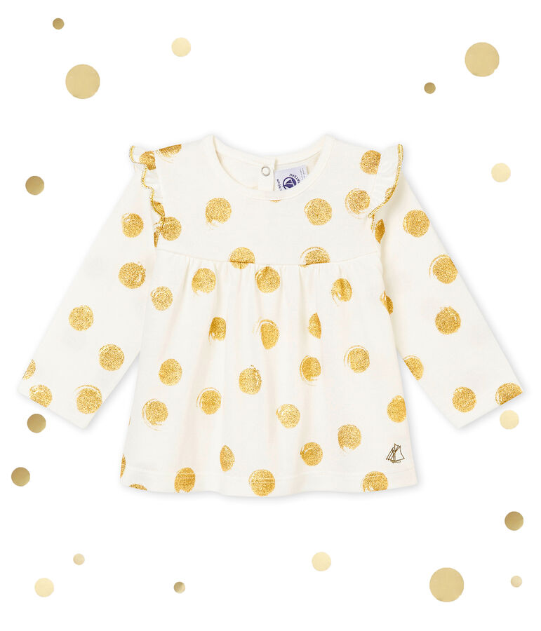 Blusa para beb&eacute; ni&ntilde;a estampada blanco/amarillo