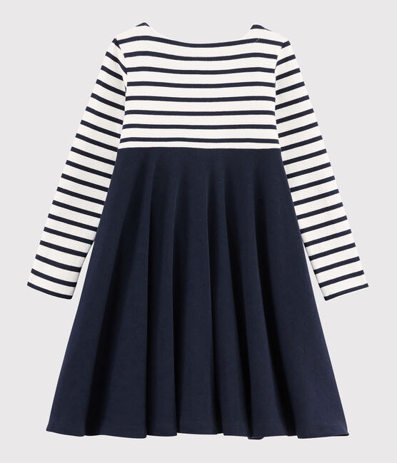 Vestido de manga larga para niña blanco MARSHMALLOW/azul SMOKING