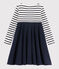 Vestido de manga larga para niña blanco MARSHMALLOW/azul SMOKING