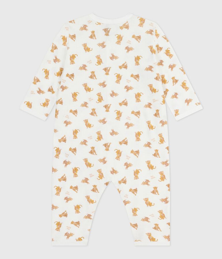 Pijama sin pies de algod&oacute;n estampado para beb&eacute; blanco/beige