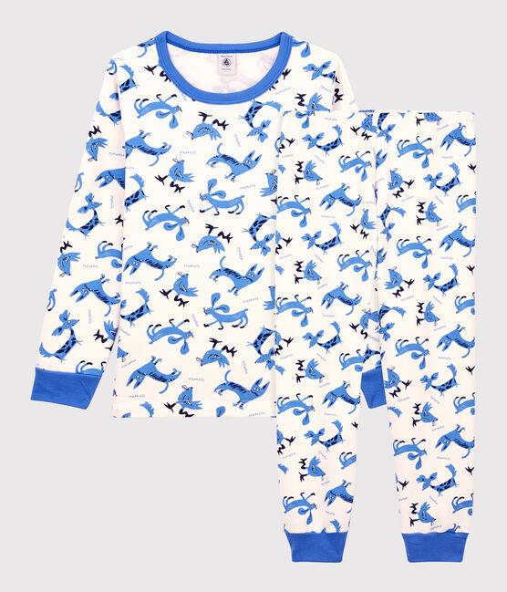 Pijama con motivo de animales de algodón de niño blanco MARSHMALLOW/blanco MULTICO