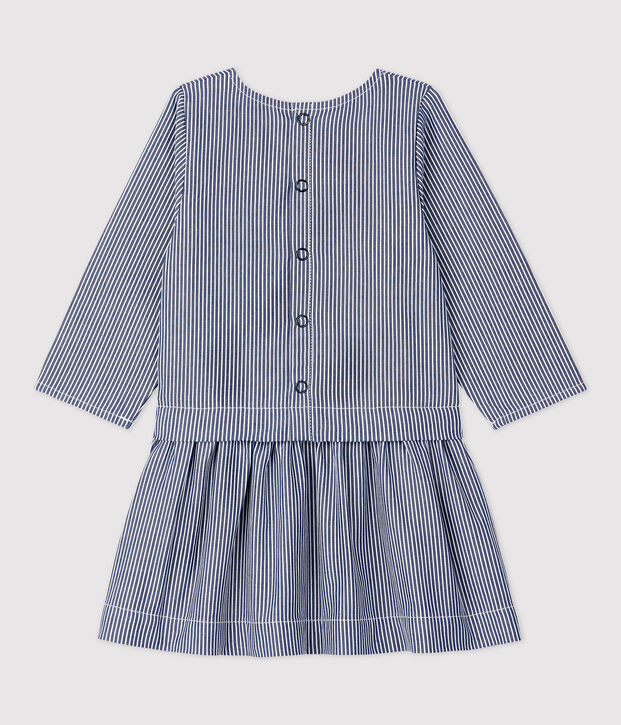 Vestido de tela de beb&eacute;. azul/blanco