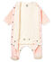 Bodypijama para bebé niña de terciopelo de algodón estampado blanco MARSHMALLOW/rosa JOLI