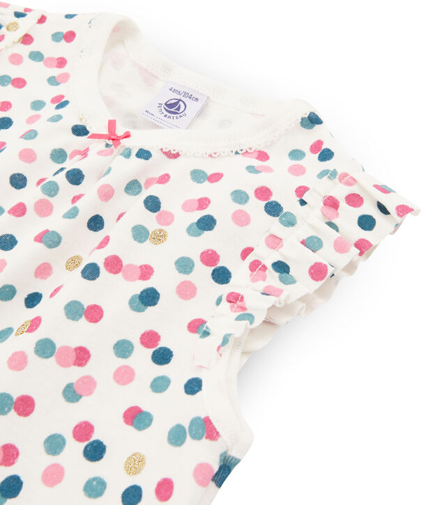 Pijama corto de punto de algod&oacute;n para ni&ntilde;a blanco/multicolor