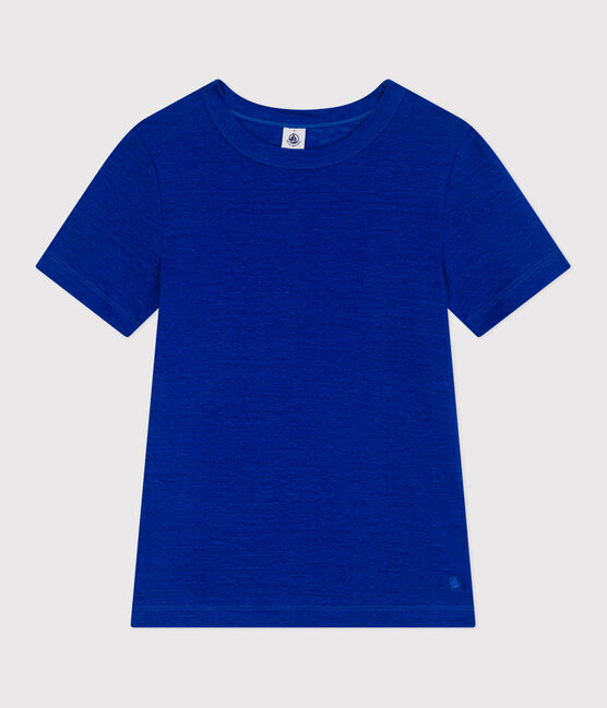 Camiseta de lino de manga corta para mujer azul SURF