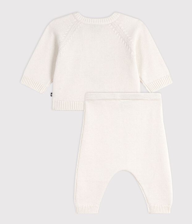 Conjunto de 2 piezas de punto tricotado de lana y algod&oacute;n con estampado de ballena para beb&eacute; blanco