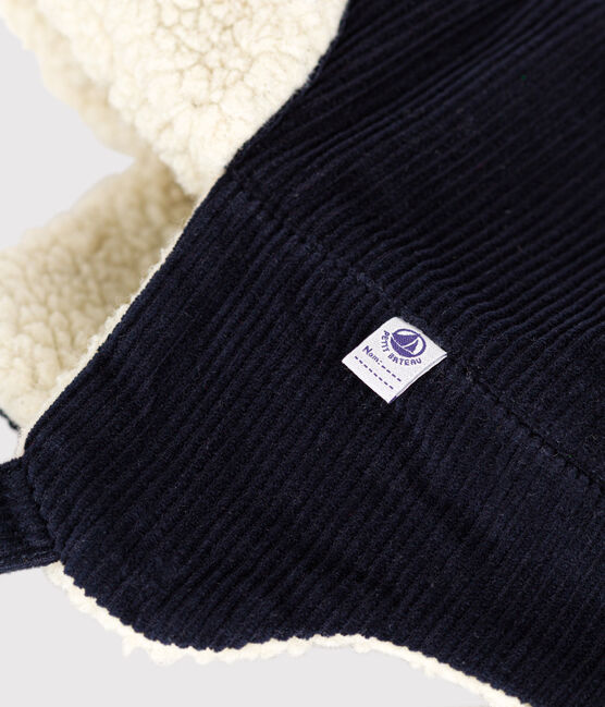 Gorro «chapka» de terciopelo y borreguito para bebé azul SMOKING