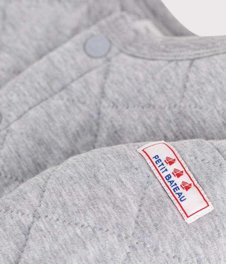 C&aacute;rdigan de algod&oacute;n grueso liso para beb&eacute; gris