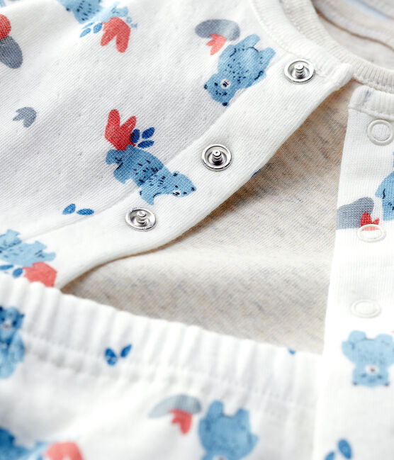 Conjunto de 3 prendas con estampado de ositos de bebé de algodón orgánico blanco MARSHMALLOW/blanco MULTICO