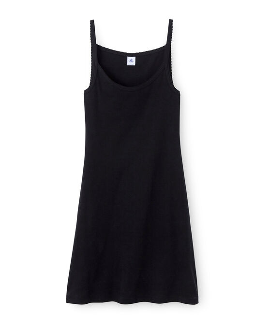 Chemise à bretelles femme coton/laine/soie negro NOIR