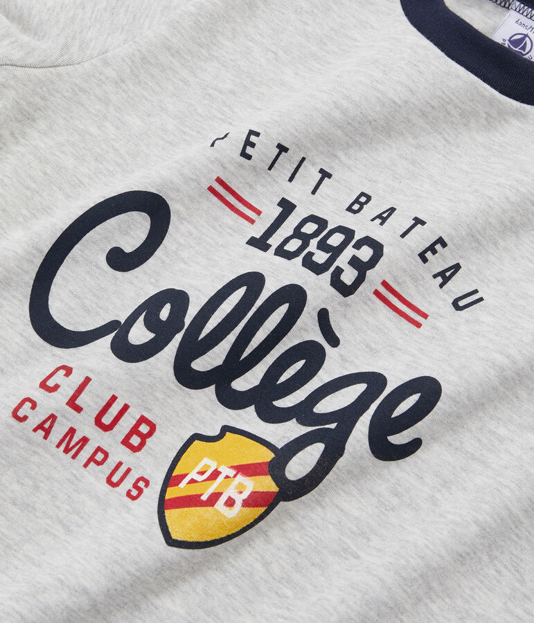 Camiseta de manga larga serigrafiada para ni&ntilde;o gris BELUGA CHINE