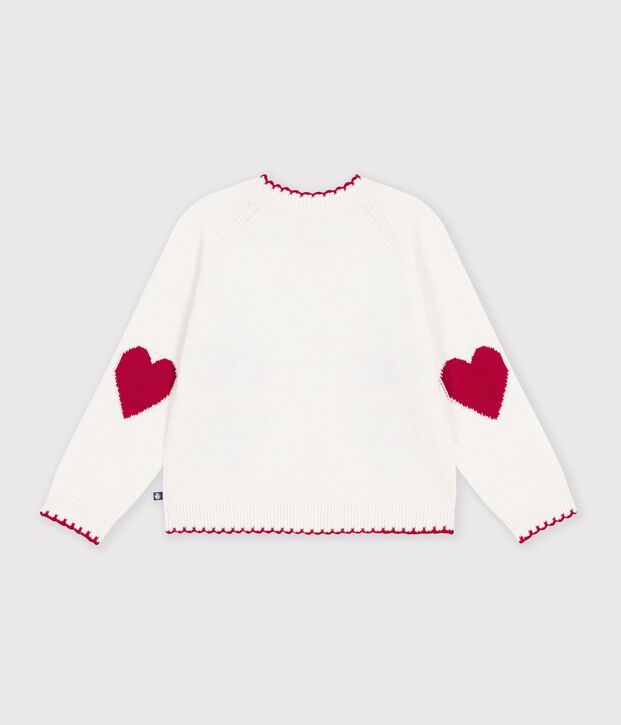 C&aacute;rdigan infantil de lana y algod&oacute;n con estampados blanco/rojo