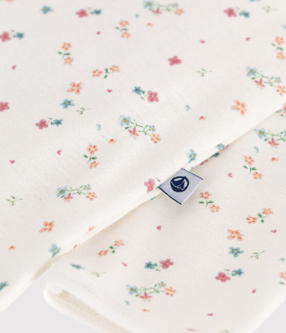 Bodyjama sin pies de algodón con estampado de flores para bebé blanco MARSHMALLOW/blanco MULTICO