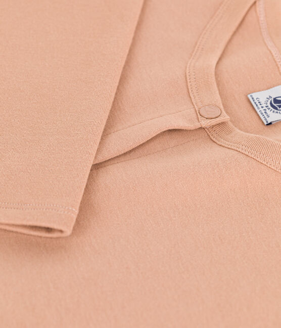 Cárdigan de algodón grueso con botones de presión para mujer beige VINTAGE