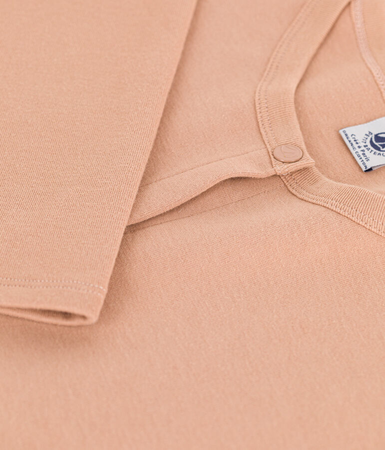 C&aacute;rdigan de algod&oacute;n grueso con botones de presi&oacute;n para mujer beige