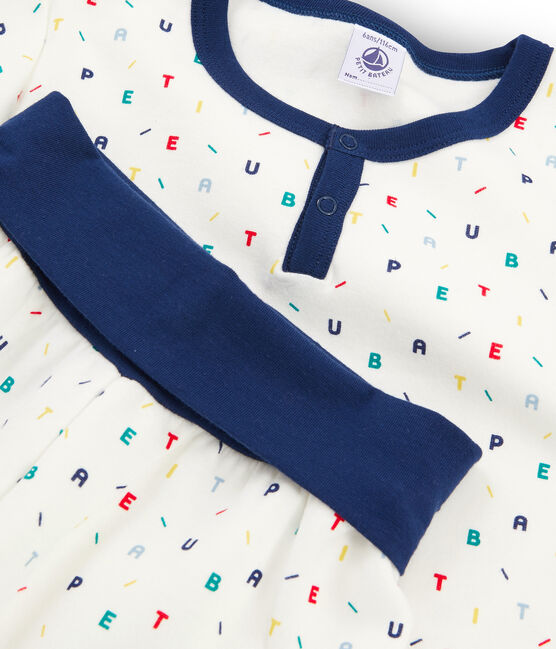 Pijama de felpa con talle alto para niño blanco MARSHMALLOW/blanco MULTICO