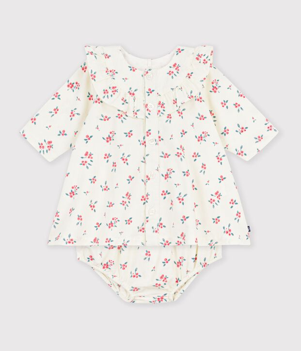 Vestido de algod&oacute;n con estampado de flores para beb&eacute; crudo/multicolor