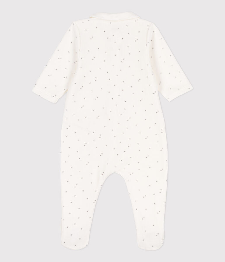 Pelele de terciopelo con estrellas blanco MARSHMALLOW/gris GRIS