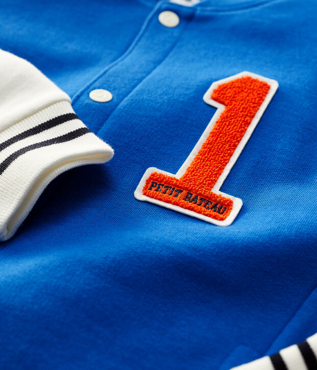 Chaqueta de b&eacute;isbol de mulet&oacute;n de ni&ntilde;a/ni&ntilde;o azul/blanco