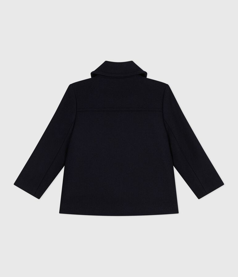 Gab&aacute;n infantil liso de pa&ntilde;o de lana azul