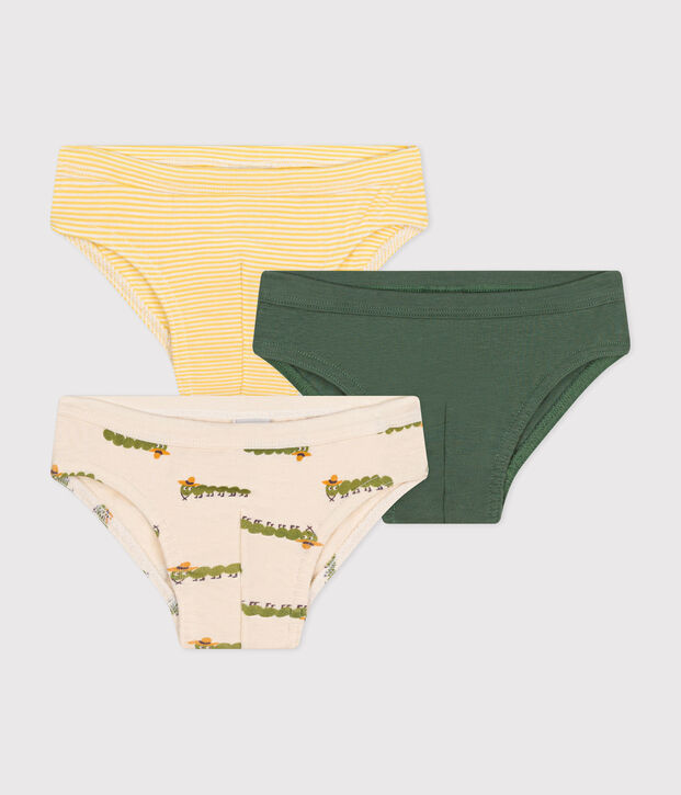 Juego de 3 slips infantiles con ciempi&eacute;s de algod&oacute;n multicolor