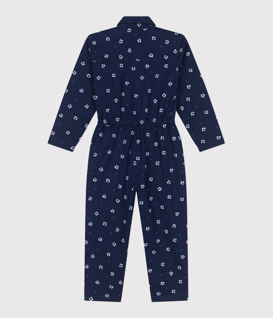 Mono infantil de algodón de manga larga con flores azul MEDIEVAL/blanco MARSHMALLOW