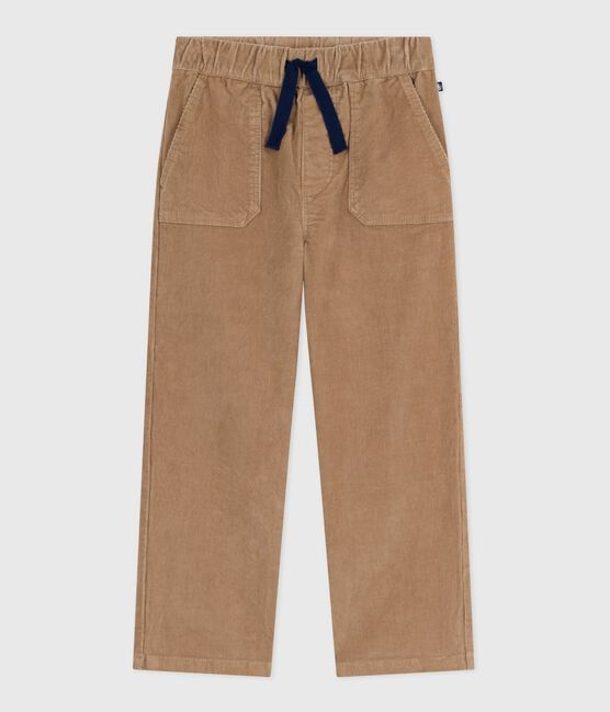 Pantalón infantil recto y liso de pana beige ROCHE CLAIR