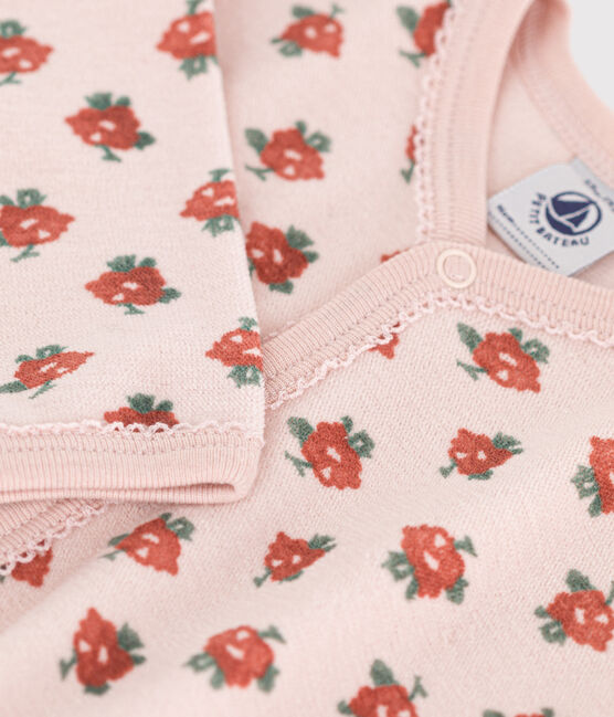 Pijama de terciopelo con flores rosa SALINE/blanco MULTICO