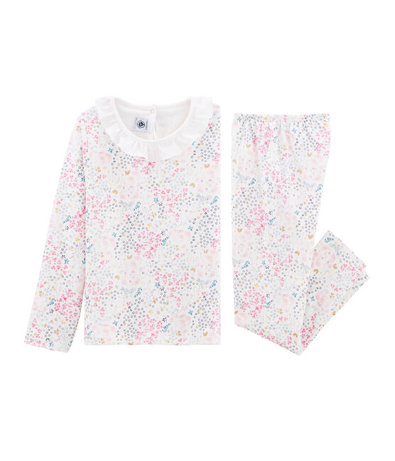 Pijama de tela túbica para niña blanco MARSHMALLOW/blanco MULTICO