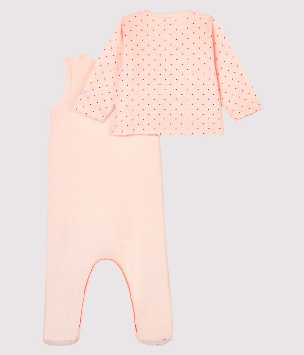 Conjunto para beb&eacute; de dos piezas de punto rosa/rosa
