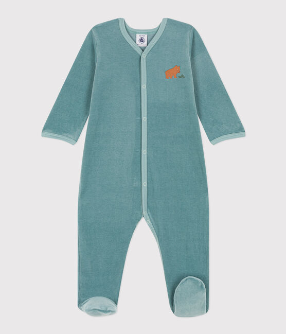 Pijama de terciopelo con oso para bebé verde BRUT