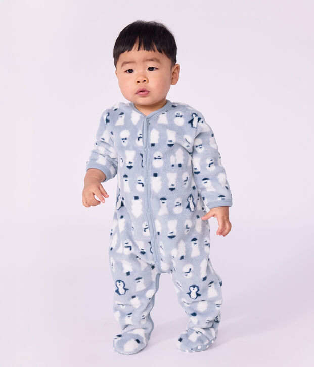 Sobrepijama de tejido polar con estampado de mu&ntilde;eco de nieve para beb&eacute; azul/multicolor