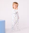 Pijama de felpa cepillada con cuello estampado de corazones para beb&eacute; blanco/azul